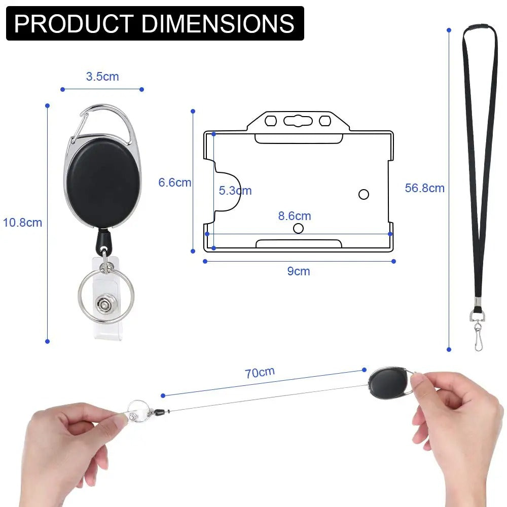 Customisable Heavy-Duty Polyester ID Card and Badge Reel Holder with Vertical Lanyard, Retractable Features, and Printed Logo