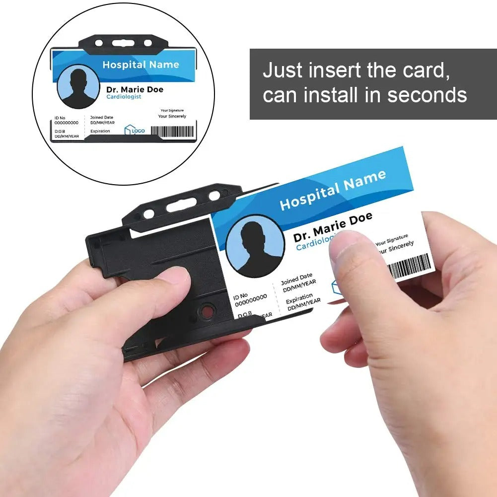 Customisable Heavy-Duty Polyester ID Card and Badge Reel Holder with Vertical Lanyard, Retractable Features, and Printed Logo